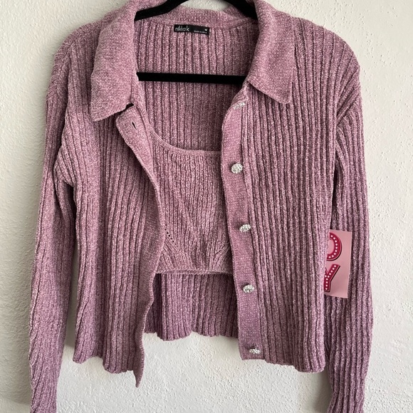 NIKKAK Junior Purple Diamond Button Cardigan with Tank  , Size M - Picture 1 of 6